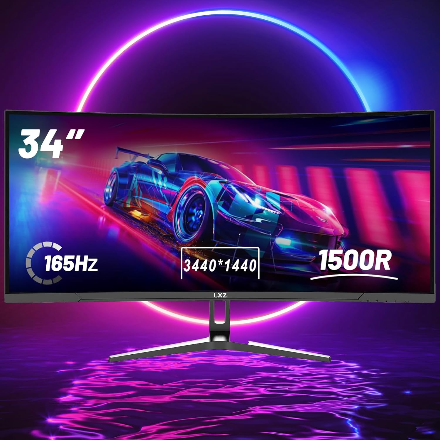 34 Inch Gaming Monitor 1500R, 4K QHD 165hz