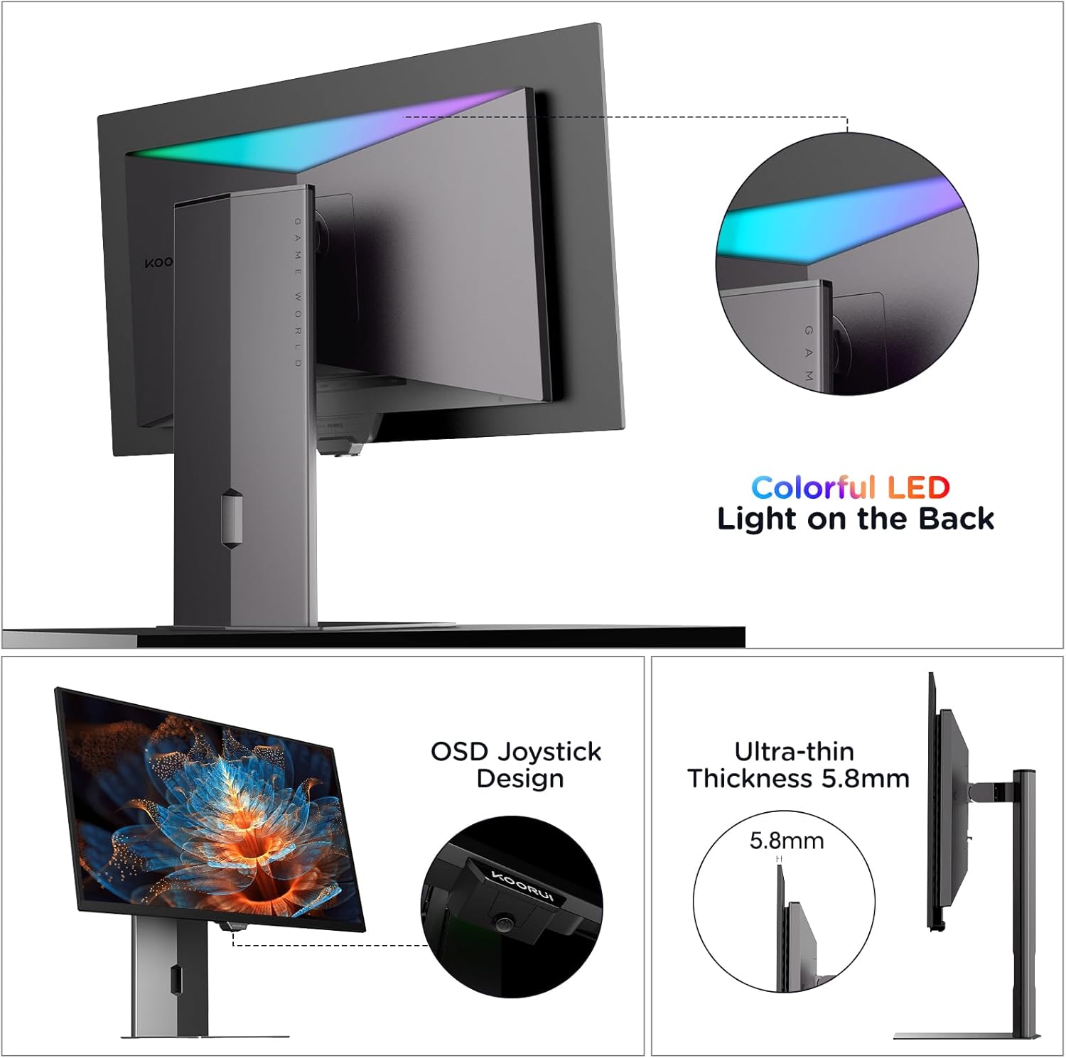 27 inch OLED Gaming Monitor, 240Hz Monitor, 0.03ms, QHD 1440p AdaptiveSync