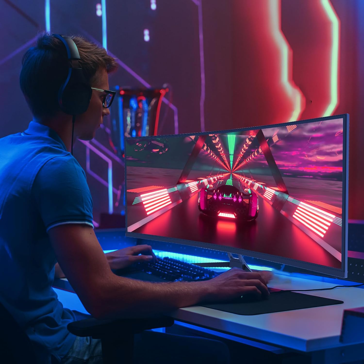 34 Inch Gaming Monitor 1500R, 4K QHD 165hz