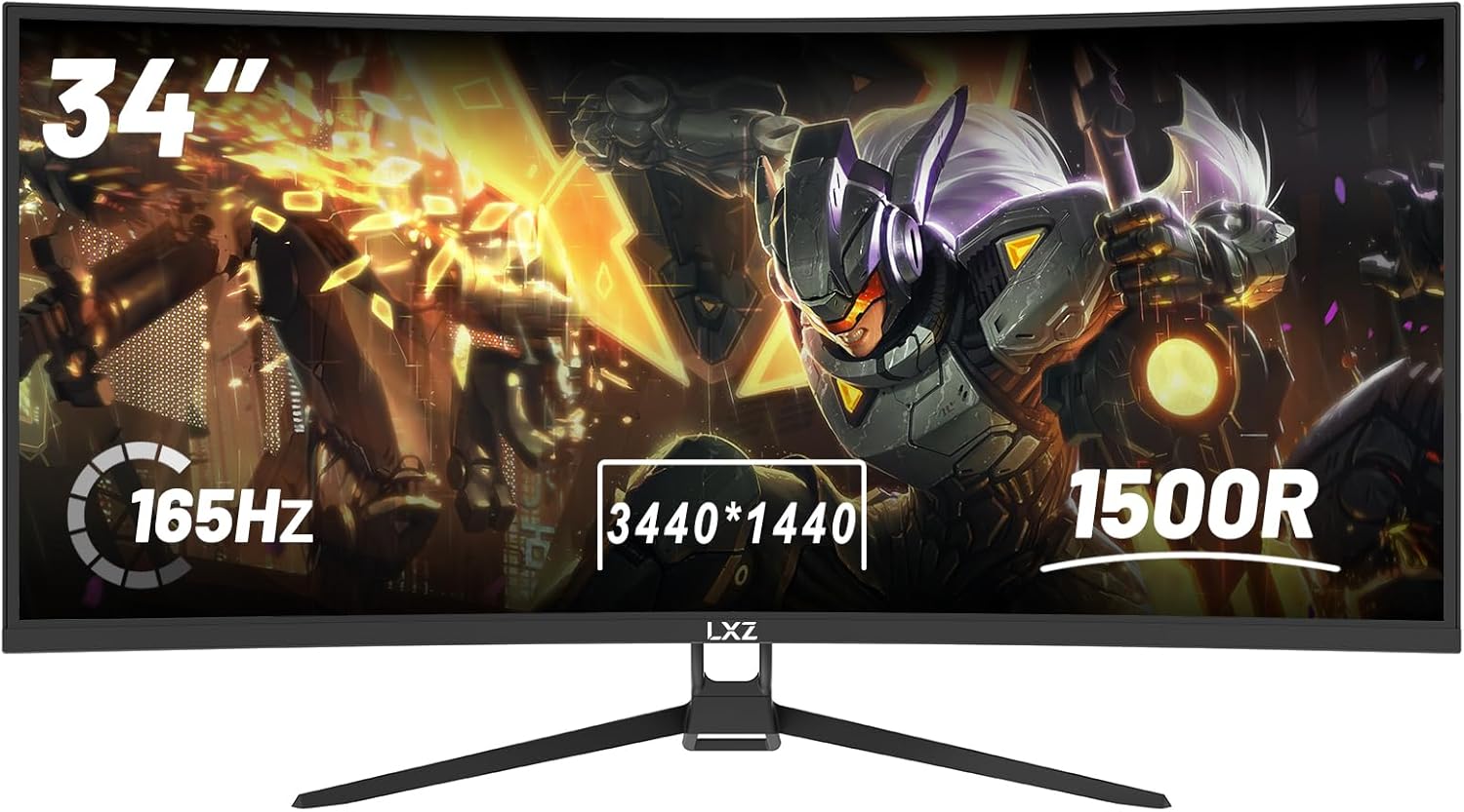34 Inch Gaming Monitor 1500R, 4K QHD 165hz