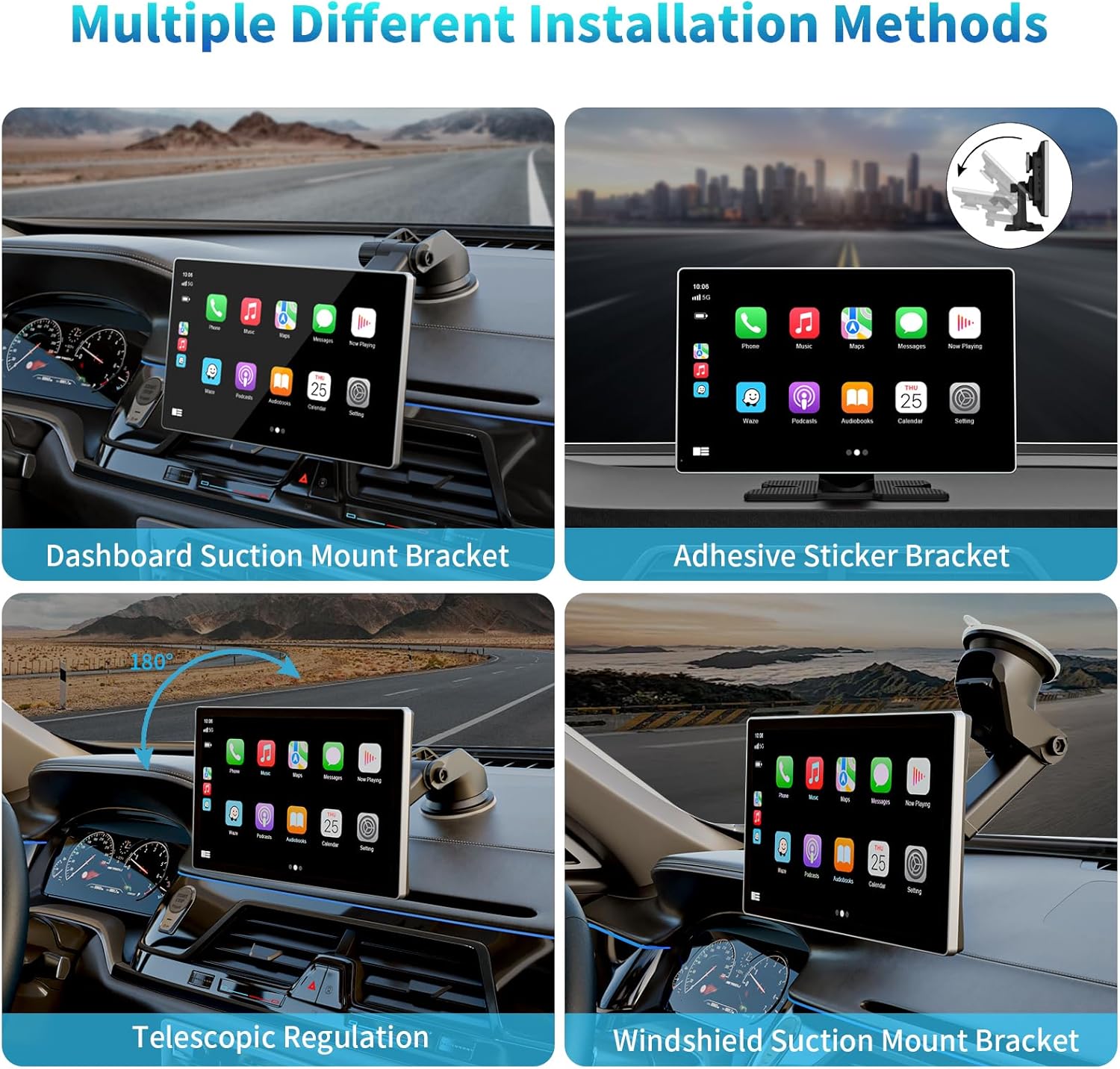 Apple CarPlay Screen for Car – 9" Wireless Android Auto, 4K Dash Cam