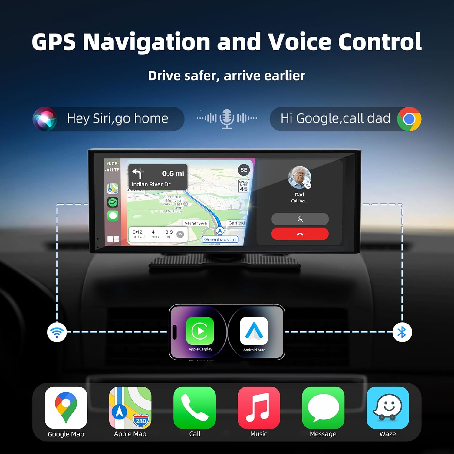 Apple CarPlay Screen – 10.26" Wireless Android Auto Touch Display