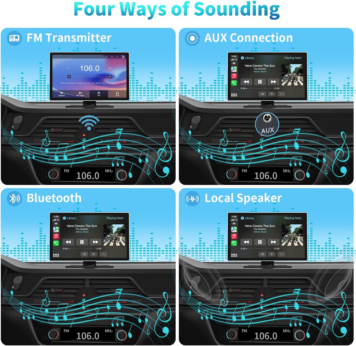 Apple CarPlay Screen for Car – 9" Wireless Android Auto, 4K Dash Cam